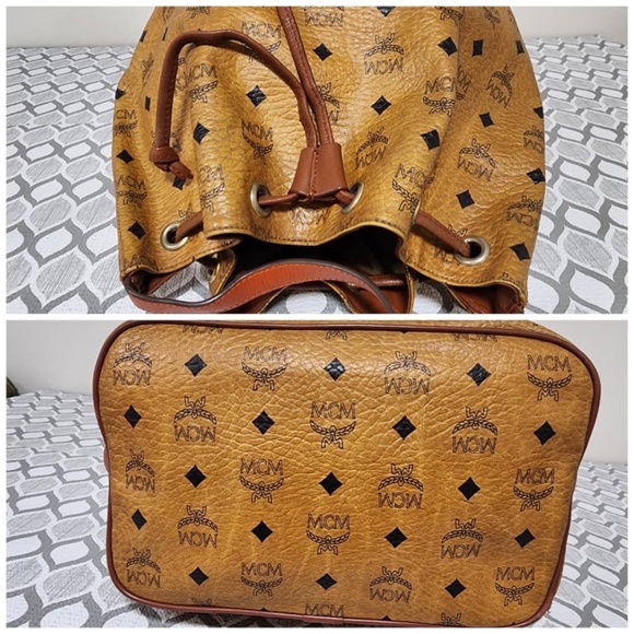 Authentic MCM Vintage Heritage Drawstring Bucket Bag Cognac - Picture 10 of 12